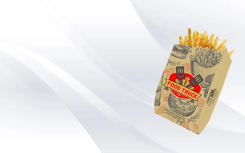 Saco de papel para batata frita com estampa de food truck